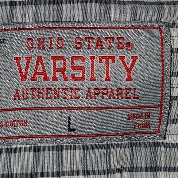 Varsity OSU Ohio State Buckeyes Long Sleeve Dress Shirt Shirt Men’s Large Plaid - Picture 3 of 5